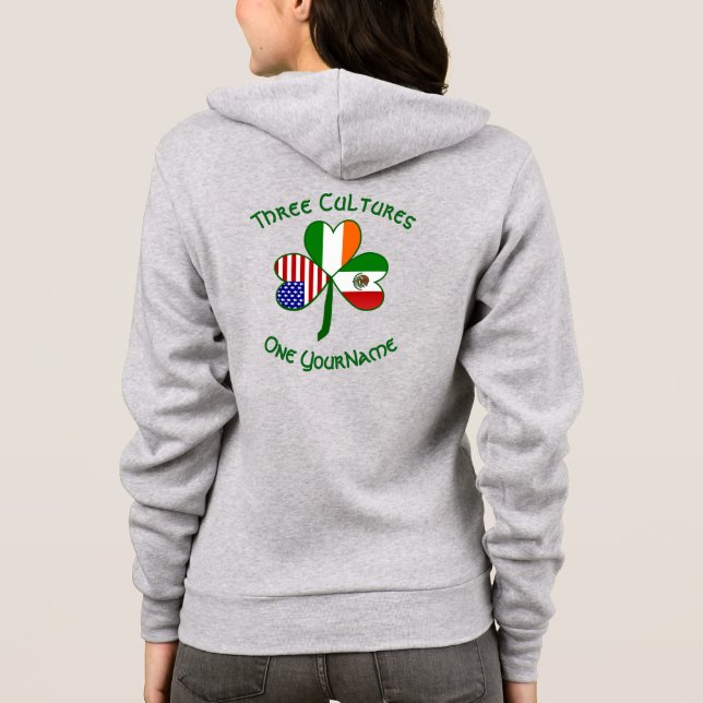 Veste À Capuche Shamrock mexicain irlandais du drapeau américain p (Dos)