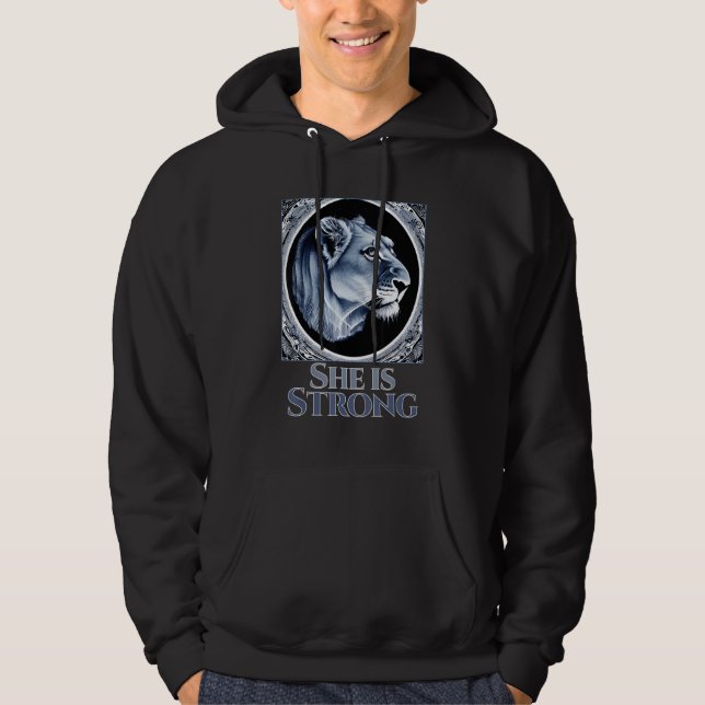 Veste À Capuche She is Strong Lioness Strength Graphic for Women  (Devant)