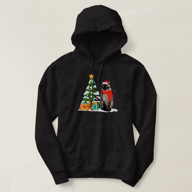 Veste À Capuche Siamese Cat Santa Hat Xmas Ugly Christmas (Design devant)