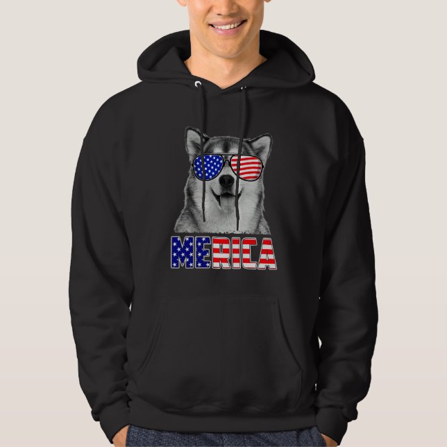 Veste À Capuche Sibérie Husky 4 juillet Merica États-Unis Drapeau  (Devant)