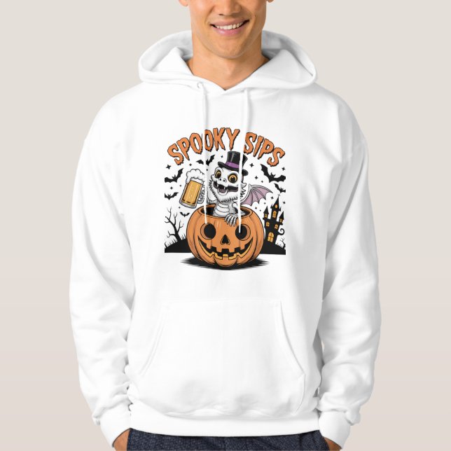 Veste À Capuche Sièges éffrayants Squelette Lézard Halloween (Devant)