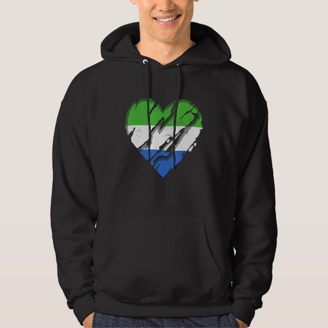 Veste À Capuche Sierra Leone Heart Sierra Leone Flag Pride 1 (Devant)