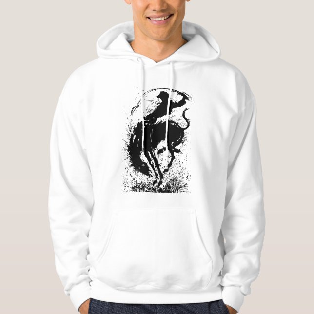 Veste À Capuche Silhouette artistique dynamique de rodéo cowboy (Devant)