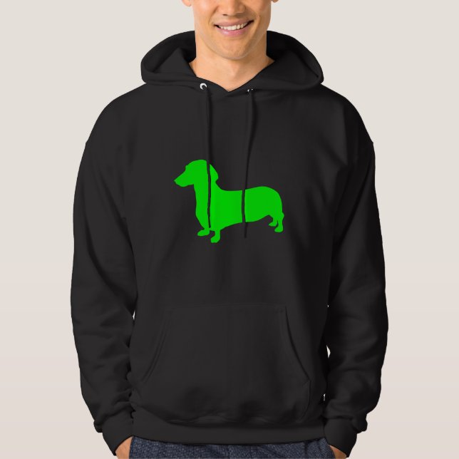 Veste À Capuche Silhouette Dachshund verte (Devant)