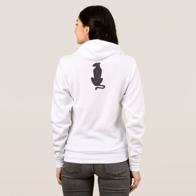 Veste À Capuche Silhouette de chat noir femmes blanc Bella zip swe (Dos entier)