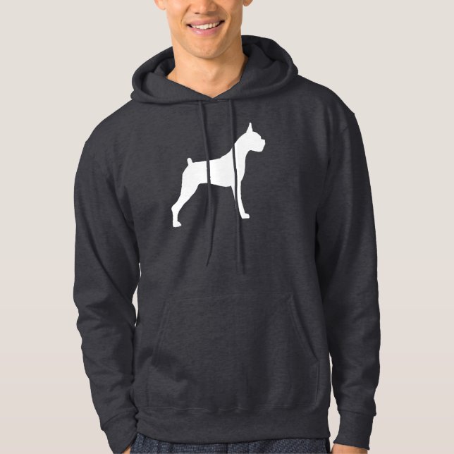 Veste À Capuche Silhouette de chien de boxeur (blanche) (Devant)