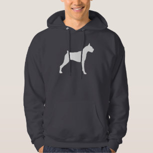 Veste À Capuche Silhouette de chien de boxeur (blanche)