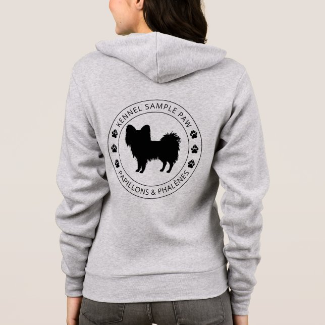 Veste À Capuche Silhouette de chien Papillon avec pattes et texte  (Dos)