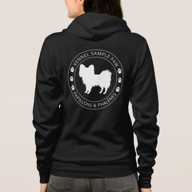 Veste À Capuche Silhouette de chien Papillon avec pattes et texte  (Dos)
