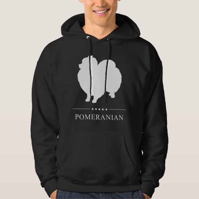 Veste À Capuche Silhouette de chien Poméranien blanc (Devant)