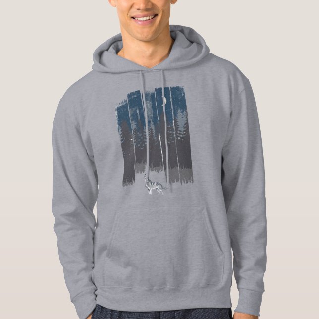 Veste À Capuche Silhouette de loup dans la forêt nocturne (Devant)