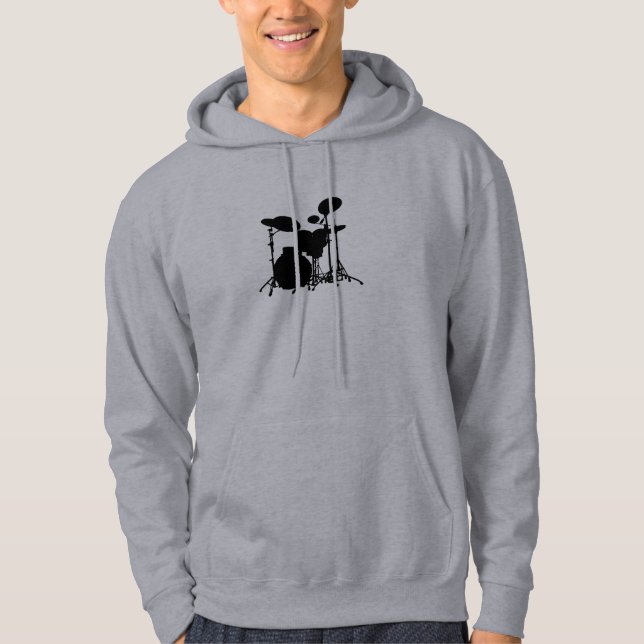Veste À Capuche Silhouette noire et blanche de kit de tambour - (Devant)