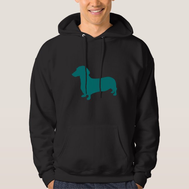 Veste À Capuche Silhouette turquoise Dachshund (Devant)