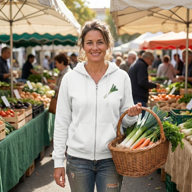 Veste À Capuche Simple Green Leek Vegetable (Créateur téléchargé)