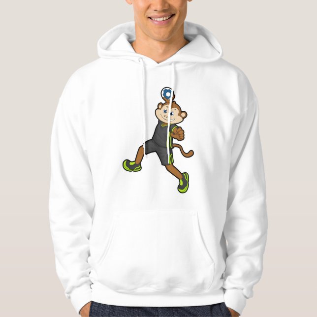 Veste À Capuche Singe à Handball joueur avec Handball (Devant)