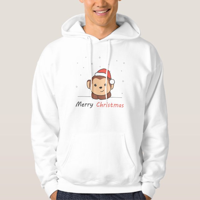 Veste À Capuche Singe Noël Neige Hiver Animaux Singes (Devant)