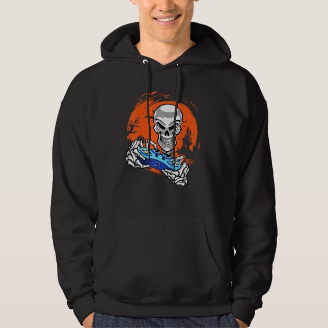 Veste À Capuche Skeleton Moon jeu vidéo Gamer Jeu Halloween Bo (Devant)