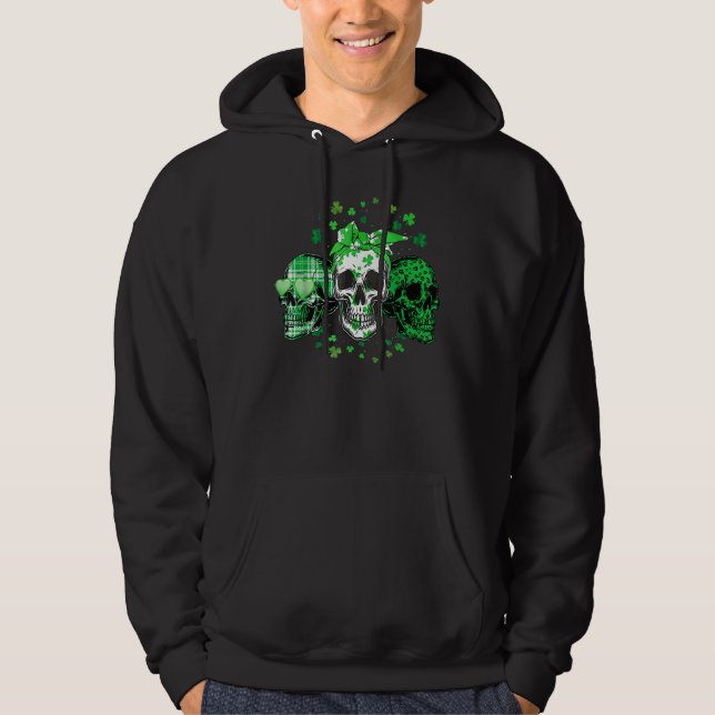 Veste À Capuche Skeleton Patrick's Day Green Day Skull Irish Shamr (Devant)