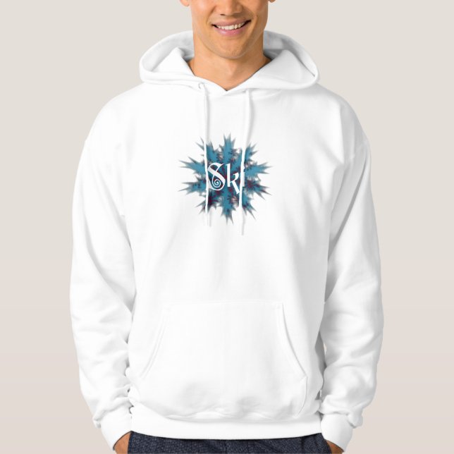 Veste À Capuche Ski bleu et rouge de flocon de neige (Devant)
