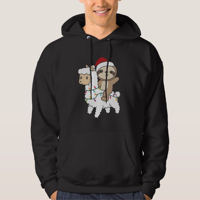 Veste À Capuche Sloth Lama Noël Neige Animaux d'hiver (Devant)