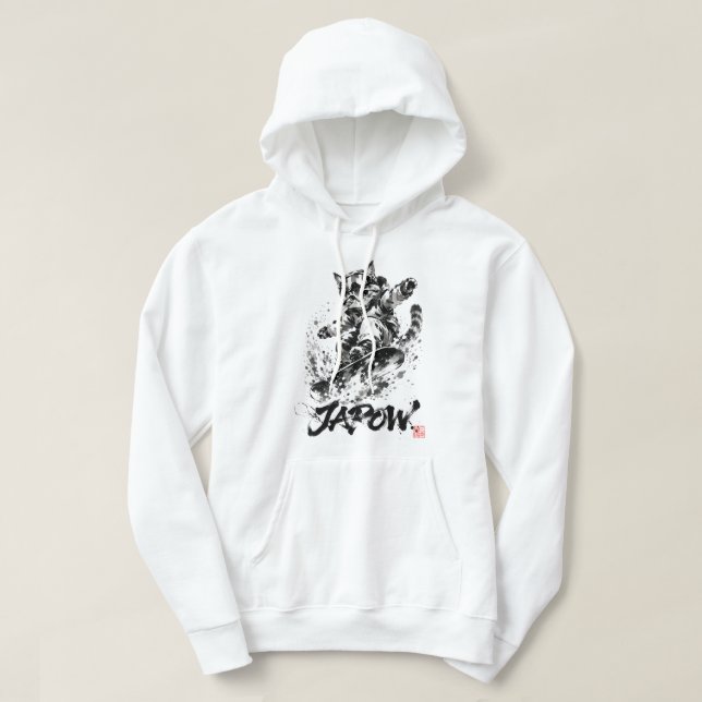 Veste À Capuche Snowboard Brush Art - Snowboarder cat (Design devant)