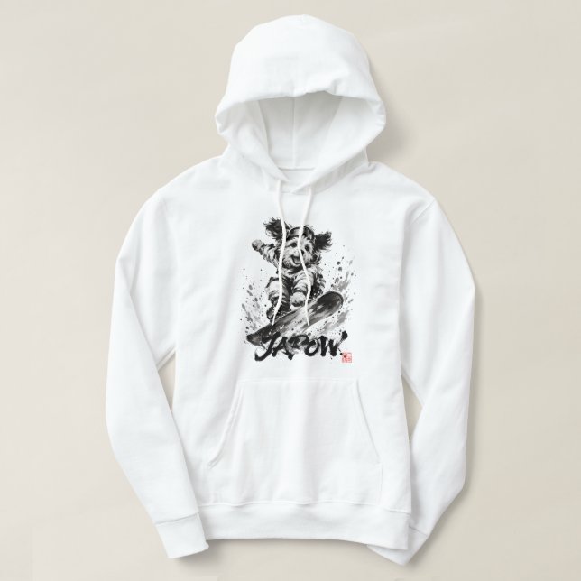 Veste À Capuche Snowboard Brush Art - Snowboarder Dog (Design devant)
