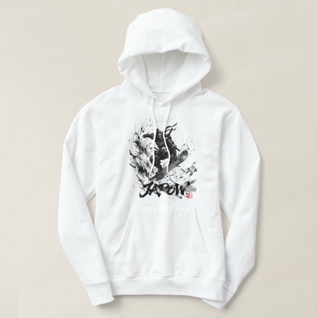 Veste À Capuche Snowboard Brush Art - Snowboarder Ninja (Design devant)