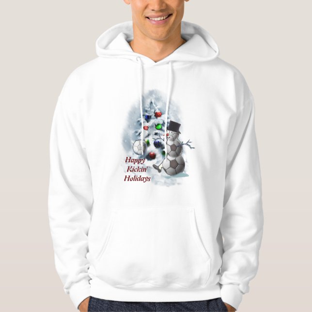 Veste À Capuche Soccer Ball Snowman Noël (Devant)