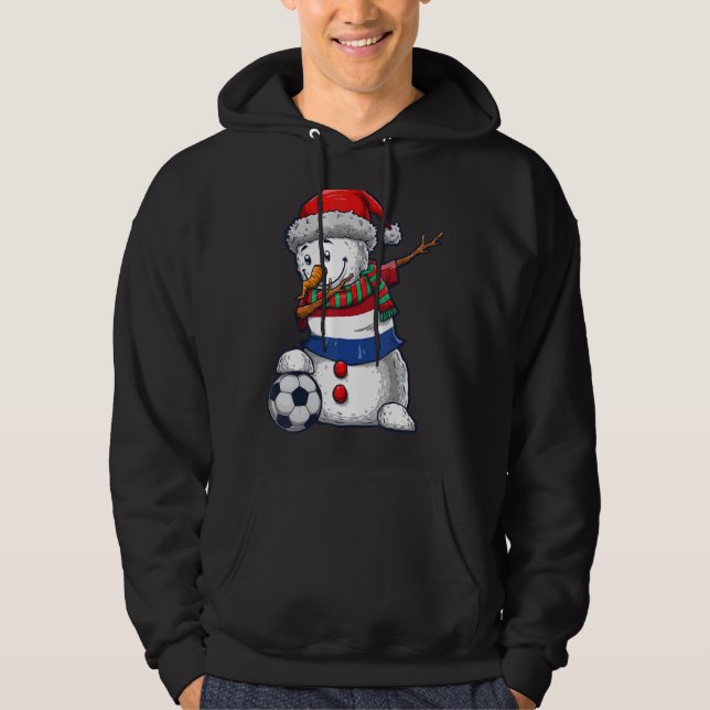 Veste À Capuche Soccer Boy Dabbing Snowman Christmas Netherlands F (Devant)