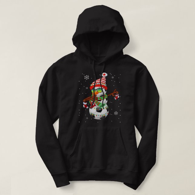 Veste À Capuche Soccer de Noël Snowman Dabbing Pajamas Pour (Design devant)