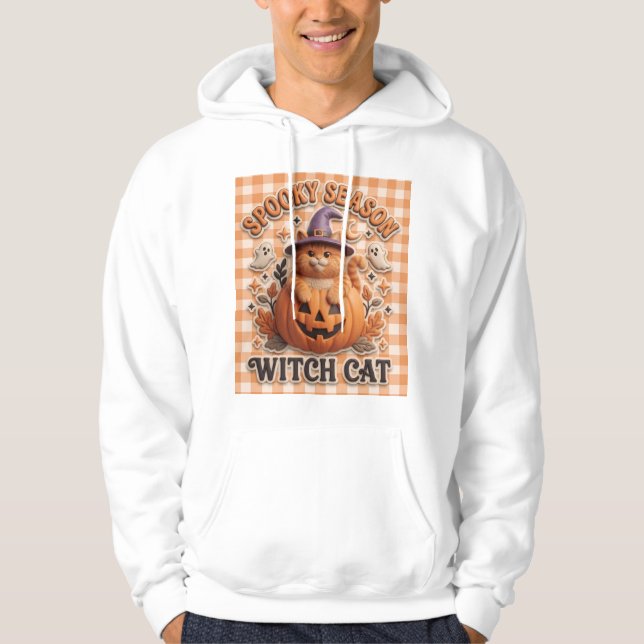Veste À Capuche Sorcière de chat de citrouille de saison effrayant (Devant)