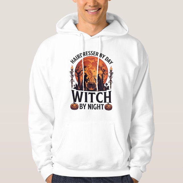 Veste À Capuche Sorcière de nuit de coiffeuse Halloween Peigne Cis (Devant)