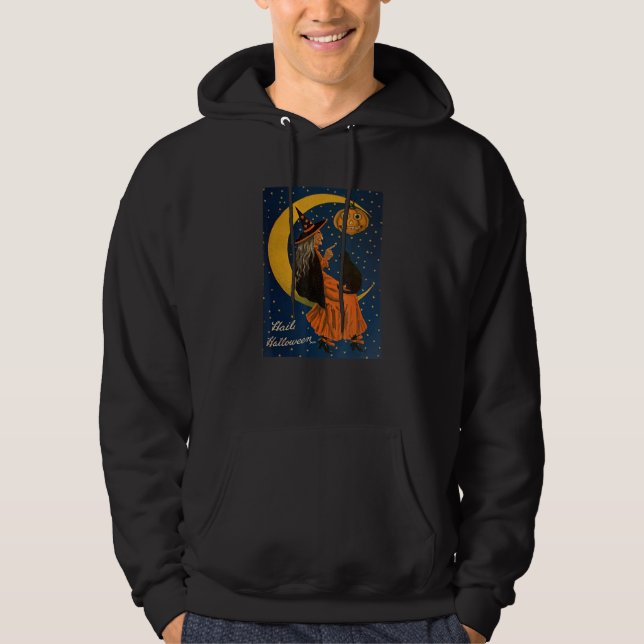 Veste À Capuche Sorcière d'Halloween Chat Noir et Jack O Lantern V (Devant)