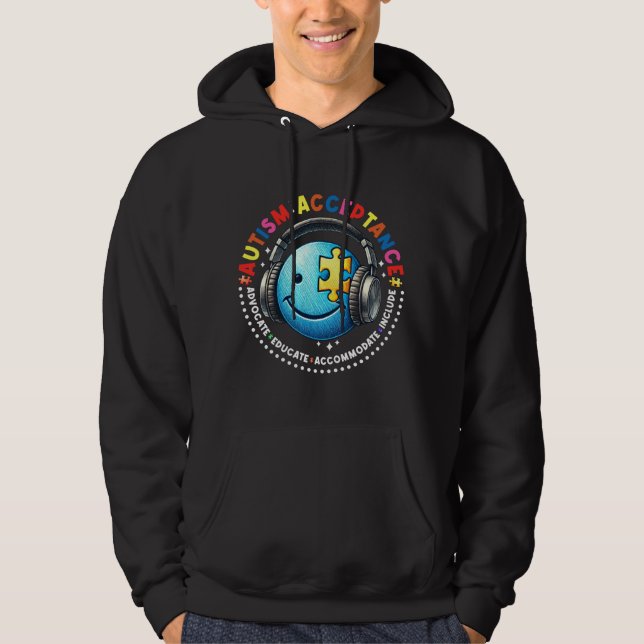 Veste À Capuche sourire d'acceptation de l'autisme  (Devant)