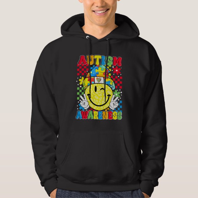 Veste À Capuche sourire de sensibilisation à l'autisme (Devant)