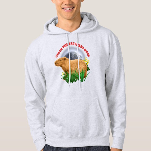 Veste À Capuche Sous la Lune du Capybara Animal Mignon (Devant)