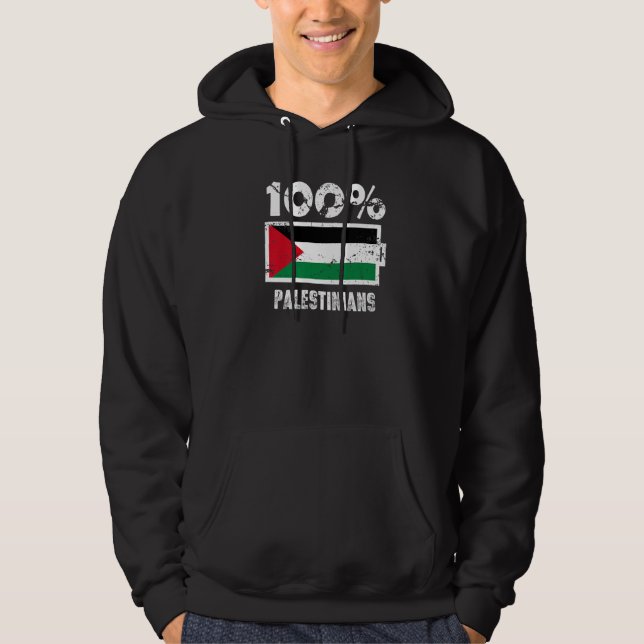Veste À Capuche Soutien Drapeau Palestine 100 Batterie Pour Palest (Devant)