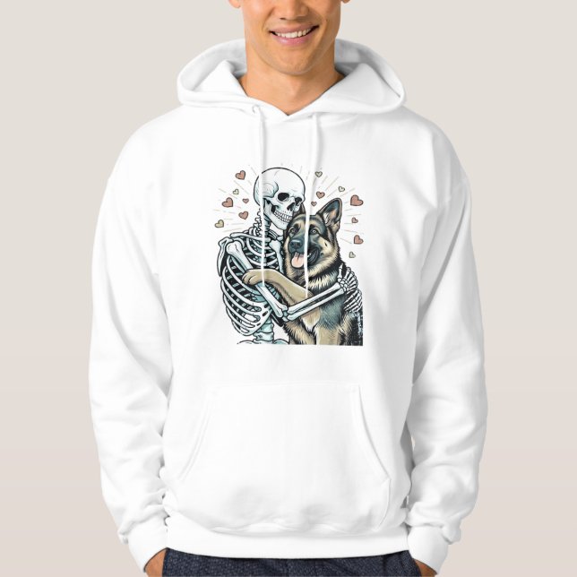 Veste À Capuche Squelette serrant un berger allemand � Gothique un (Devant)