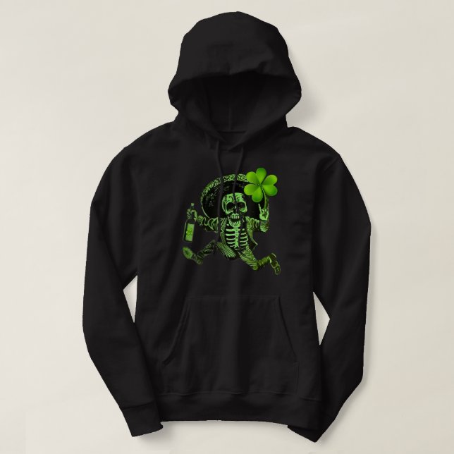 Veste À Capuche St Patrick Day Skeleton Boire Vin Clover Shamr (Design devant)