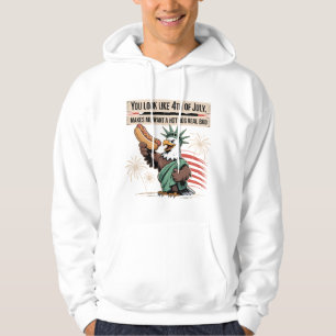 Veste À Capuche Statue Aigle Hot Dog 4 juillet Drôle Art
