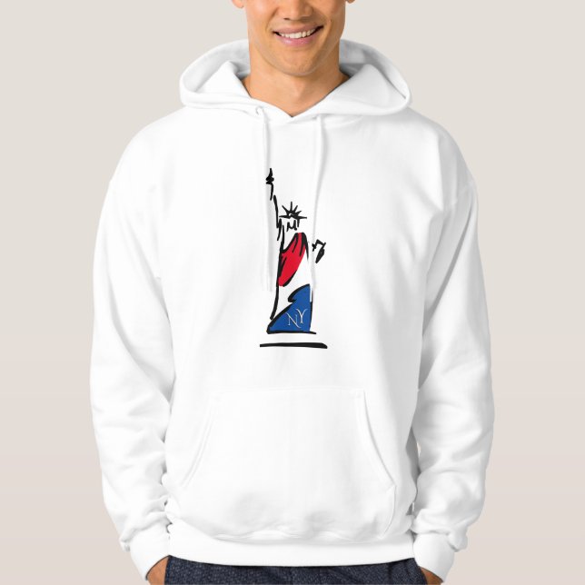 Veste À Capuche Statue de la Liberté NY Rouge Blanc et Bleu (Devant)