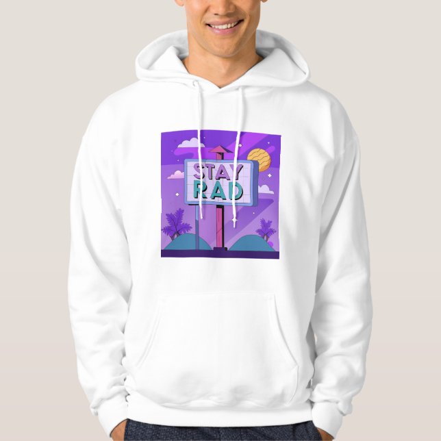 Veste À Capuche "Stay Rad" Vaporwave Sunset Scene (Devant)