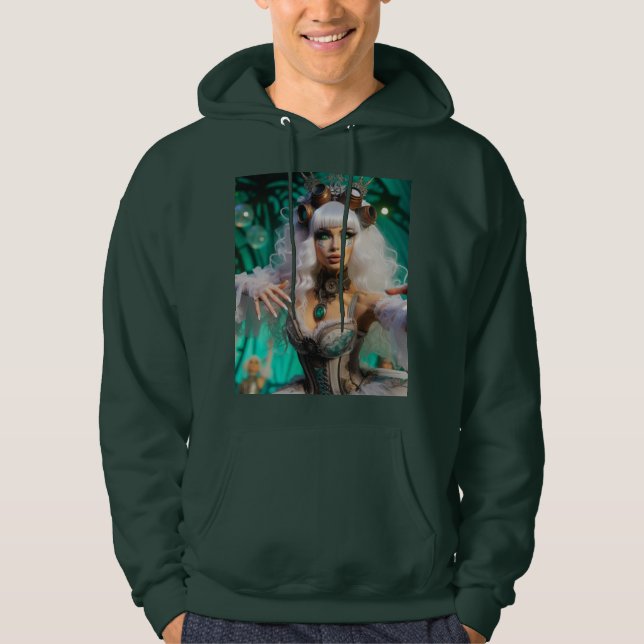 Veste À Capuche Steampunk Victorian Futuristic Green Dancer (Devant)