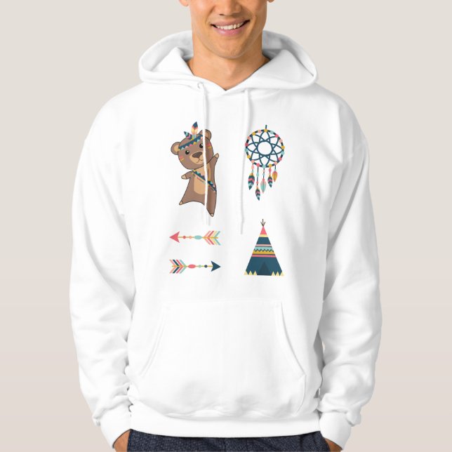 Veste À Capuche Stick Ours Indien Set Teepee Cute (Devant)