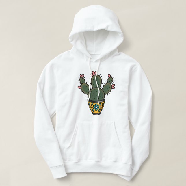 Veste À Capuche Sticker en cactus mignon (Design devant)