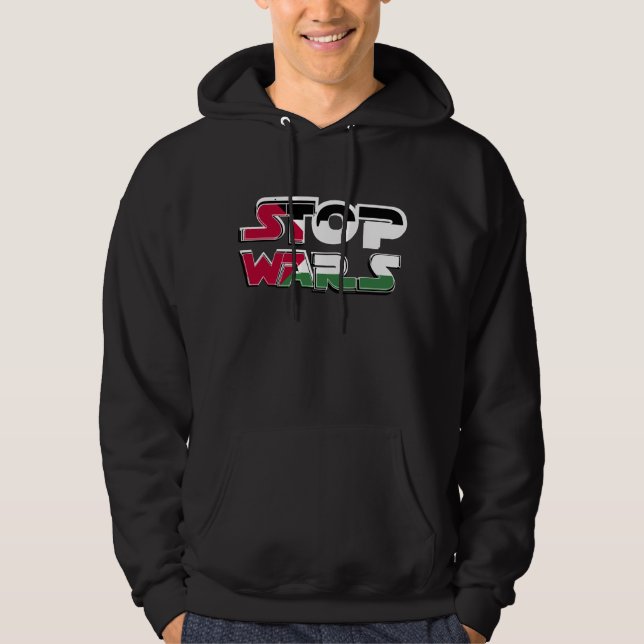 Veste À Capuche Stop Wars Palestine Drapeau texte Typographie (Devant)