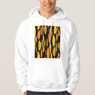 Veste À Capuche Style atomique, motif géométrique noir orange.