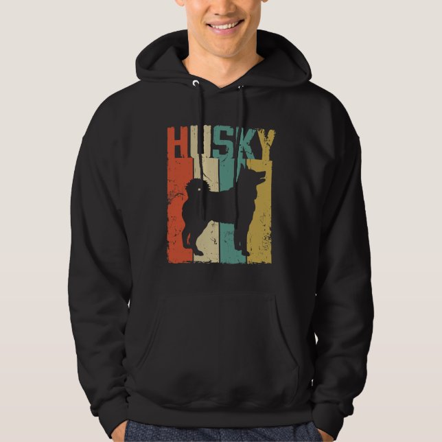 Veste À Capuche Style rétro Vintage Husky Dog (Devant)