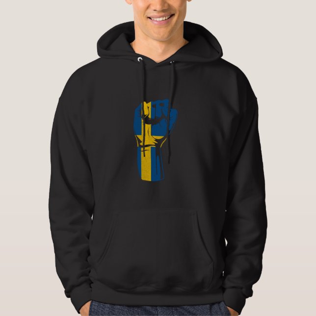 Veste À Capuche Suède Drapeau Poignée suédoise Fierté Sverige Suéd (Devant)