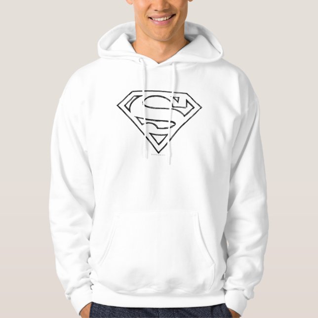 Veste À Capuche Superman S-Shield | Logo Simple Black Outline (Devant)
